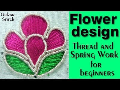 Flower design ! Thread and Spring Stitch ! Aari Work ! Hand embroidery