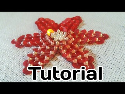 Hand Embroidery flower design | Aari work Tutorial | sequins and pearls work
