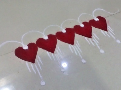 HEART SHAPED RANGOLI BORDER DESIGN - TUTORIAL