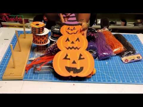 How to make a Deco Mesh- Dollar Tree- Pumpkin Door Hanger Tutorial