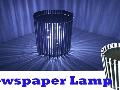 Make a newspaper night table lamp easy tutorial | LED lamp | cardboard lamp | paper lamp craft