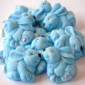 12 Blue Edible Easter Rabbits Baby Shower Cupcake Decorations