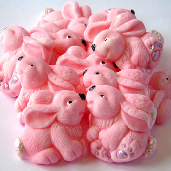 12 Edible Pink Easter baby Rabbits Mothers Day Cupcake Cake Toppers