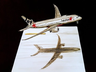 3D PLANE,SPEED DRAWING,BOEING 787-800 DREAMLINER