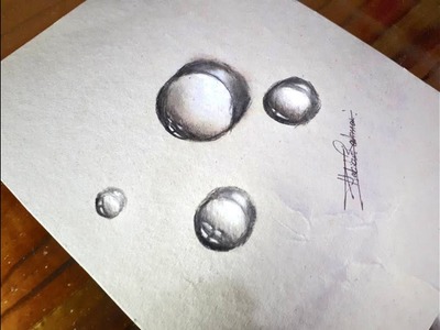 3D Trick Art On Paper : Drawing Water Drops