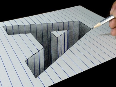 A Letter Hole in Line Paper - 3D Trick Art