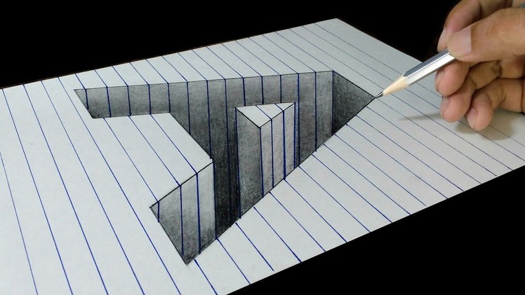 A Letter Hole in Line Paper - 3D Trick Art
