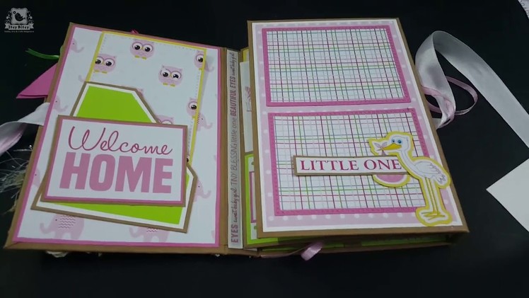 Baby Giggles  - Tri Fold Folio  Scrapbook  Mini Album For Baby Girl
