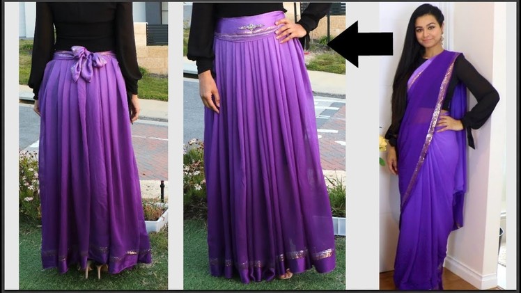 DIY | Convert Saree into Skirt | Convert Saree into Dress