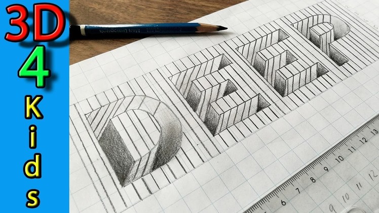 Drawing Hole in Line Paper - 3D Trick Art word DEEP