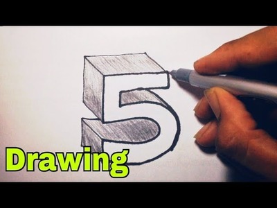 Drawing very Easy!! How to draw 3D Number 5. Drawing step by step 2017