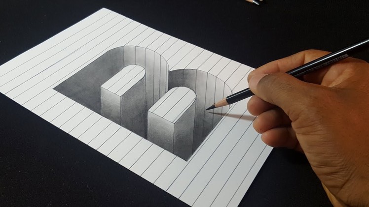 Easy Drawing! How to Draw 3D Hole Letter B on Line Paper | 3D Trick Art