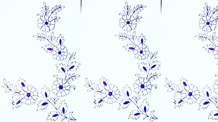 FLORAL designs sketch for hand embroidery seree patterns | tracing paper designs