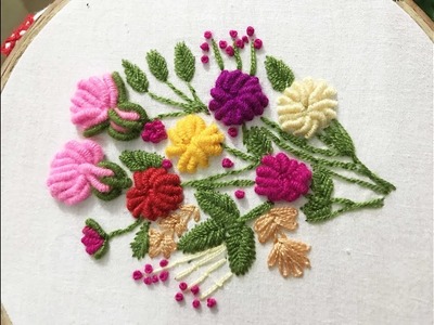 Hand Embroidery Billion knot flower stitch Design video tutorial.