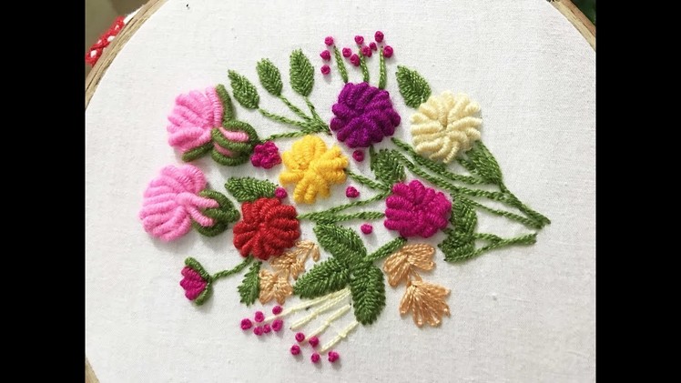 Hand Embroidery Billion knot flower stitch Design video tutorial.