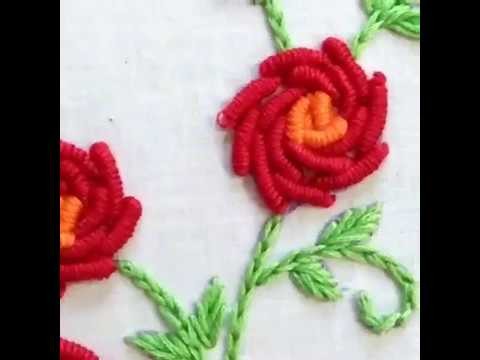 HAND EMBROIDERY BULLION  STITCH BY ATIB EASY LEARNING