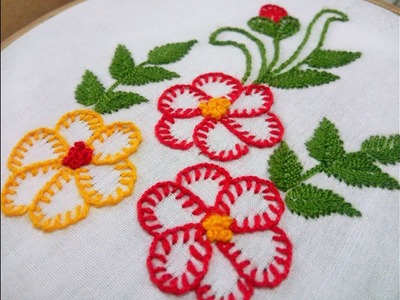 Hand Embroidery Button flower stitch Design video tutorial.