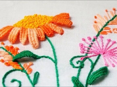 Hand Embroidery Design of Picot Stitch ( Flower of 3D Design )