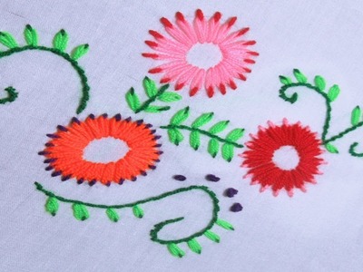 Hand Embroidery | Double Color Lazy Daisy Stitch | Hand Embroidery Designs #07