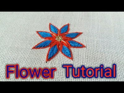 Hand Embroidery flower Tutorial | Aari work | maggum work | Flower designe