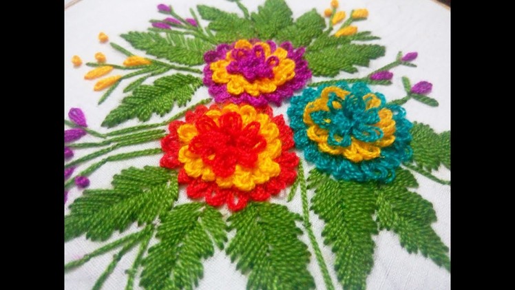 Hand Embroidery Gordian Knot flower stitch Design video tutorial.