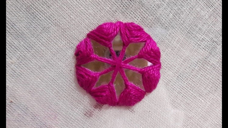 Hand embroidery mirror work beautiful flower stitch  design