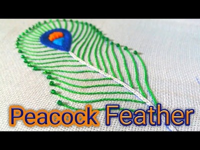 Hand Embroidery Peacock Feather | Tutorial | Design | Feather Embroidery | Aari wrok