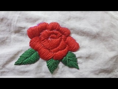 Hand Embroidery Rose Padded Satin stitch flower by HUMAIRA ARTS