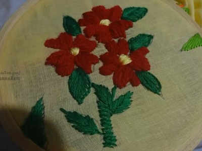 Hand Embroidery Satin and Button hole Stitch by Amma Arts