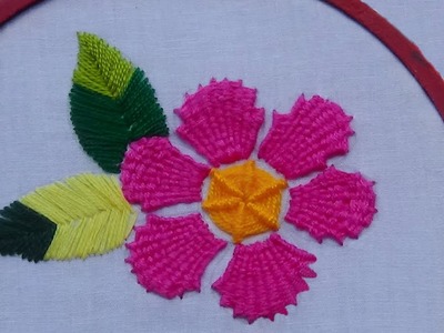 Hand Stitch - Flower Design of Kadai Kamal & Spider Stitch