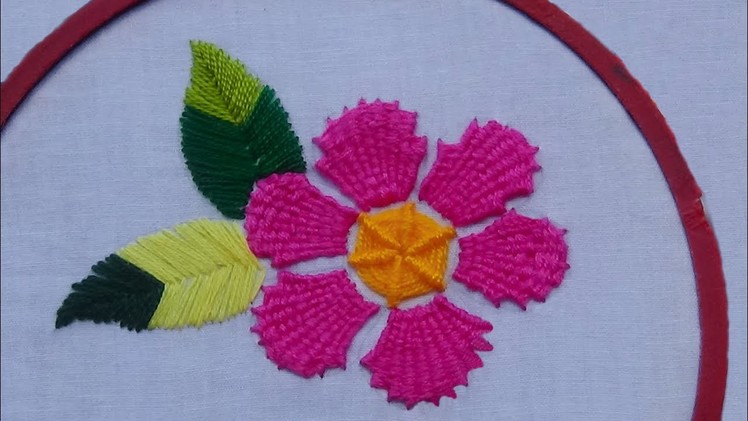 Hand Stitch - Flower Design of Kadai Kamal & Spider Stitch