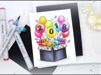 Happy New Year: Honey Bee Stamps Transparent Balloons with Copics