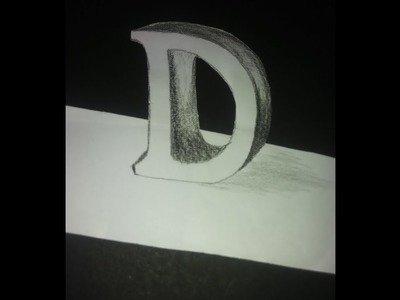 How to draw 3d letter D-simple trick art with graphite pencil