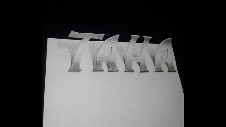How to Draw 3D. name taha - Drawing with pencil - Trick art