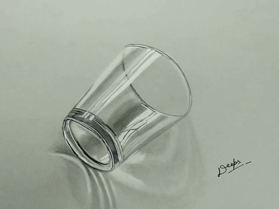 How to Draw a simple 3D glass!  Draw water glass