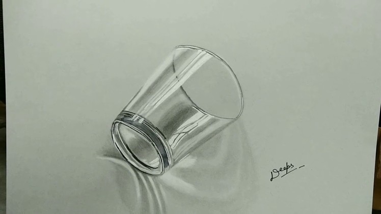 How to Draw a simple 3D glass!  Draw water glass