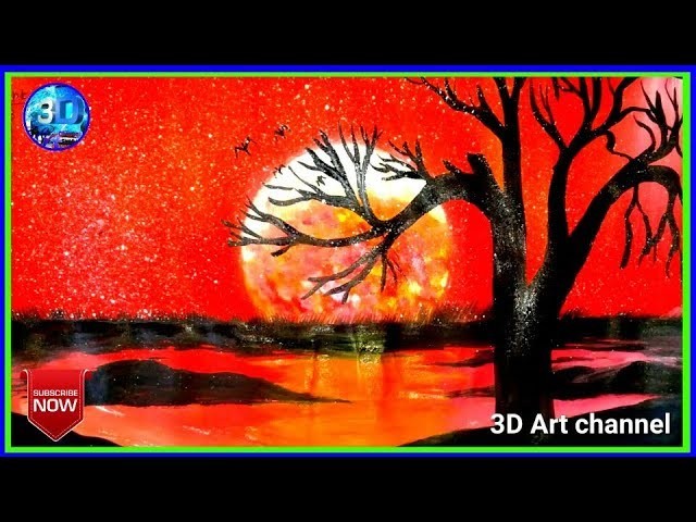 How to draw evening sky scenery with water colour from 3D Art channel