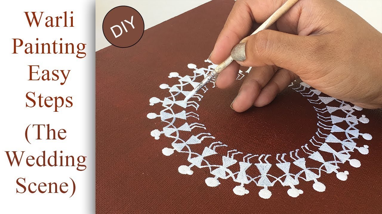 How To Make Warli Painting DIY Warli Wedding Scene On Canvas   How To Make Warli Painting Diy K5kr O 