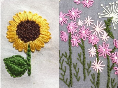 Lazy daisy embroidery stitch work hand embroidery design