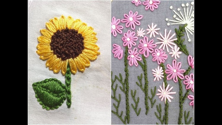 Lazy daisy embroidery stitch work hand embroidery design