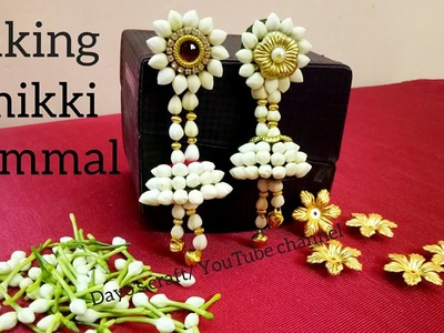 Making Bahubali style easy Flower Jewellery| Jumukkas| step by step making Jimikki kammal