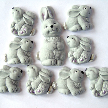 Mothers Day Mother Rabbit 8 Grey Baby Rabbits Cake decorations