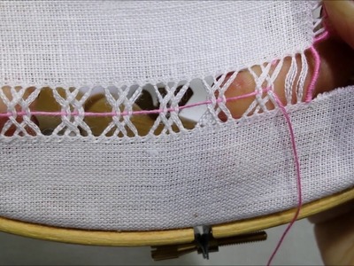 Sfilatura con quattro colonnine incrociate - Tutorial ricamo a mano hand Embroidery Deshilado