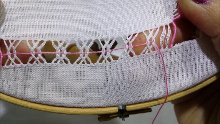Sfilatura con quattro colonnine incrociate - Tutorial ricamo a mano hand Embroidery Deshilado