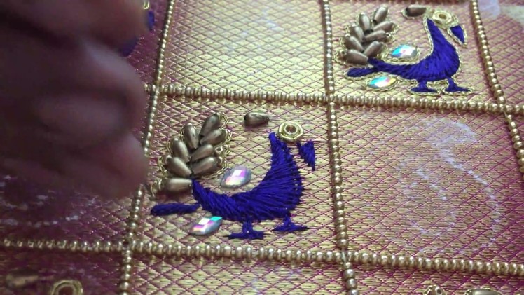 Checks pattern Peacock and Mango - Hand embroidery making video