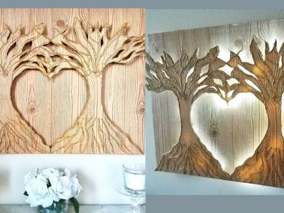 Diy 3D Heart Shape Tree Wall Decor With Lighting!
