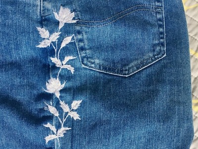 DIY EMBROIDERED JEANS # 4.WHITE THREAD
