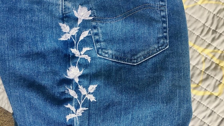 DIY EMBROIDERED JEANS # 4.WHITE THREAD