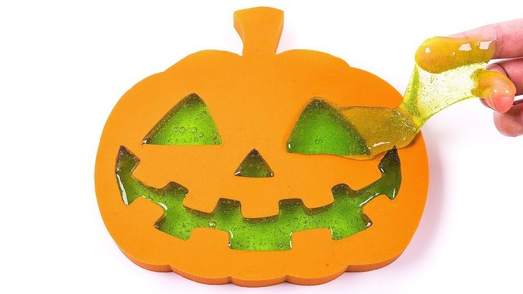 DIY How to Make Kinetic Sand Halloween Jacko Lantern Pumpkin Green Slime Learn Colors for Kids