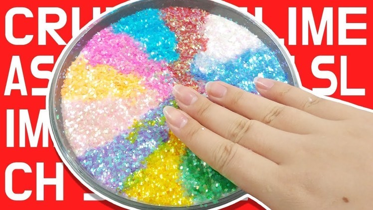 DIY) Rainbow Glitter Crunchy Slime. Crunchy Slime with Fun Texture and Cool Noise